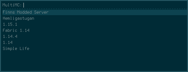 Rofi med mitt script för MultiMC.